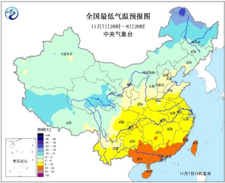 全国最低气温预报图