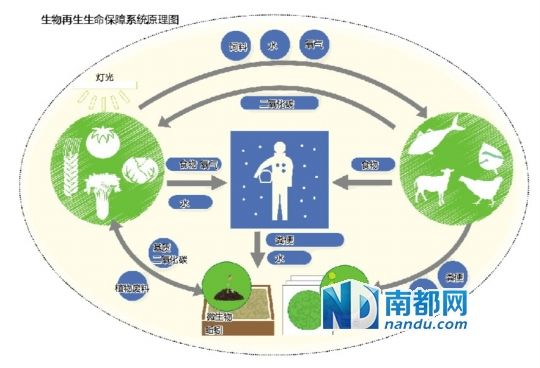 生物再生生命保障系统原理图。